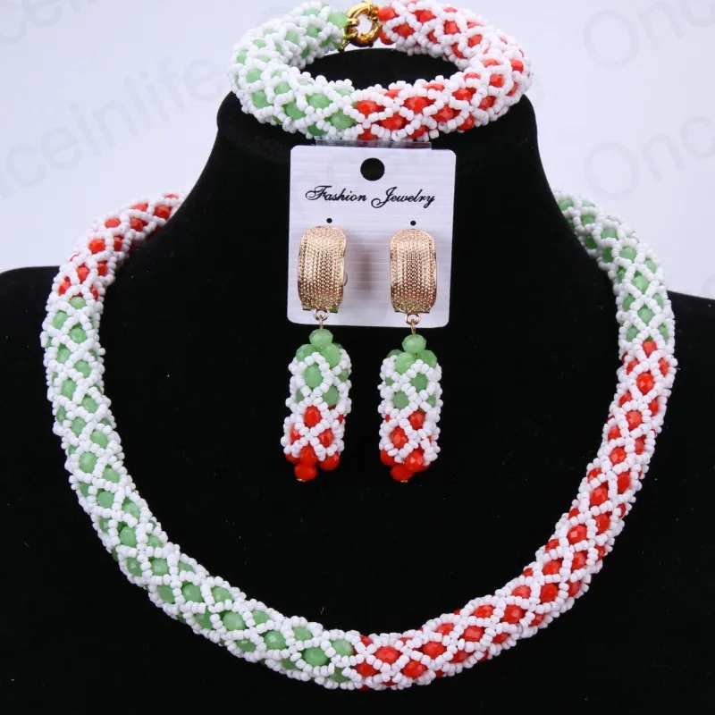 Модные фантастический красный и африканских зеленых бусин ювелирные изделия