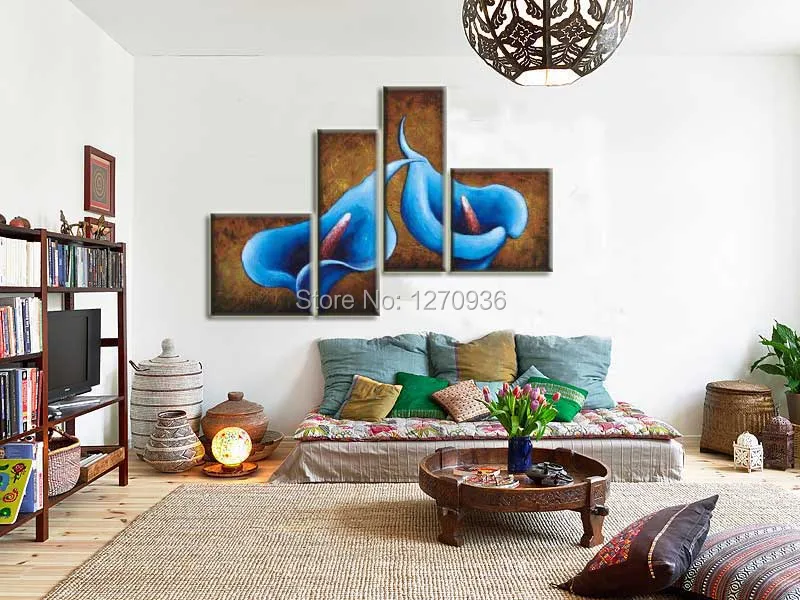 Четыре цвета черники цветы современный холст Декор картина маслом Ручная работа