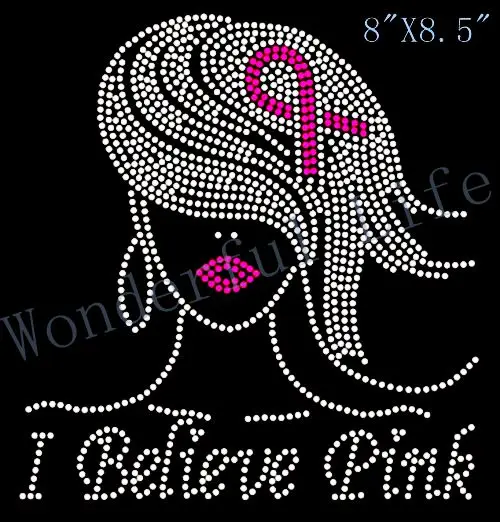 Бесплатная доставка I BELIEVE PINK GIRL информирование о раке груди стразы