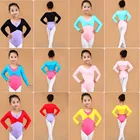 Хлопковый балетный Топ с длинным рукавом, топ с запахом, детский балетный купальник для девочек, укороченный топ