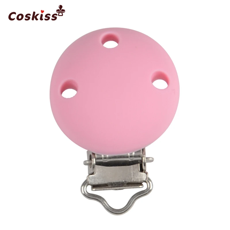 Clip de silicona para chupete de forma redonda, accesorios de dentici&oacute;n para beb&eacute;, mezcla de colores, soporte para chupete, herramienta de cuentas DIY-5