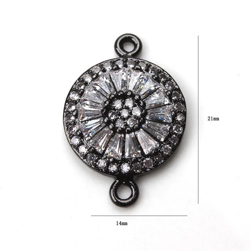 Модный браслет с цветами из кристаллов 1 шт. 14*21 мм серебристая черная медная