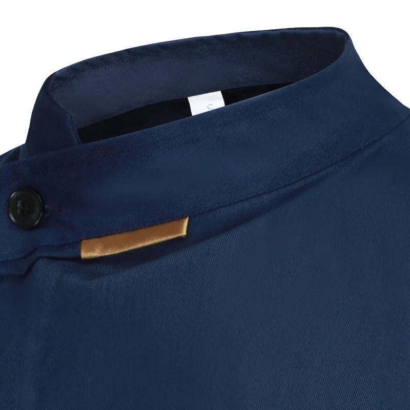 Oblique Collar Restaurant Work Uniforms Kitchen Catering Casual Soft Chef Jacket apron M-4XL summer men's professional clothing |