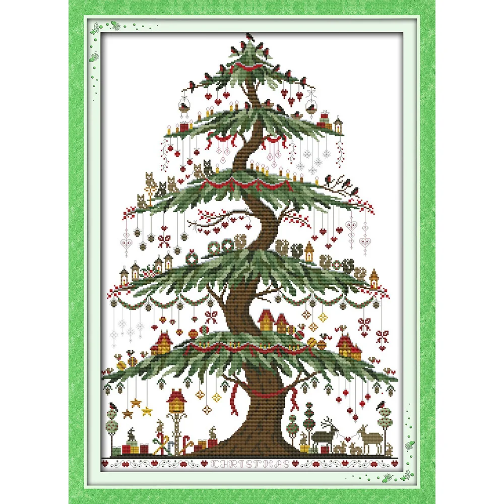 

Everlasting Love Christmas Tree (2) Ecological Cotton Chinese Cross Stitch Kits Counted Stamped 14 CT 11 CT New Sales Promotion