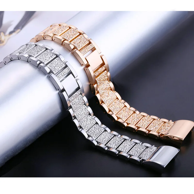 

Newly Replacement Metal Bands with Rhinestone Bling Adjustable Bracelet For Fitbit Charge 2 m99