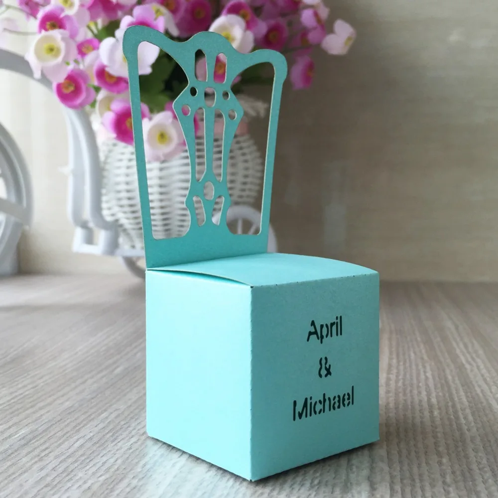 50 шт./партия Бесплатная печать лазерная резка дизайн стула детский душ свадебные