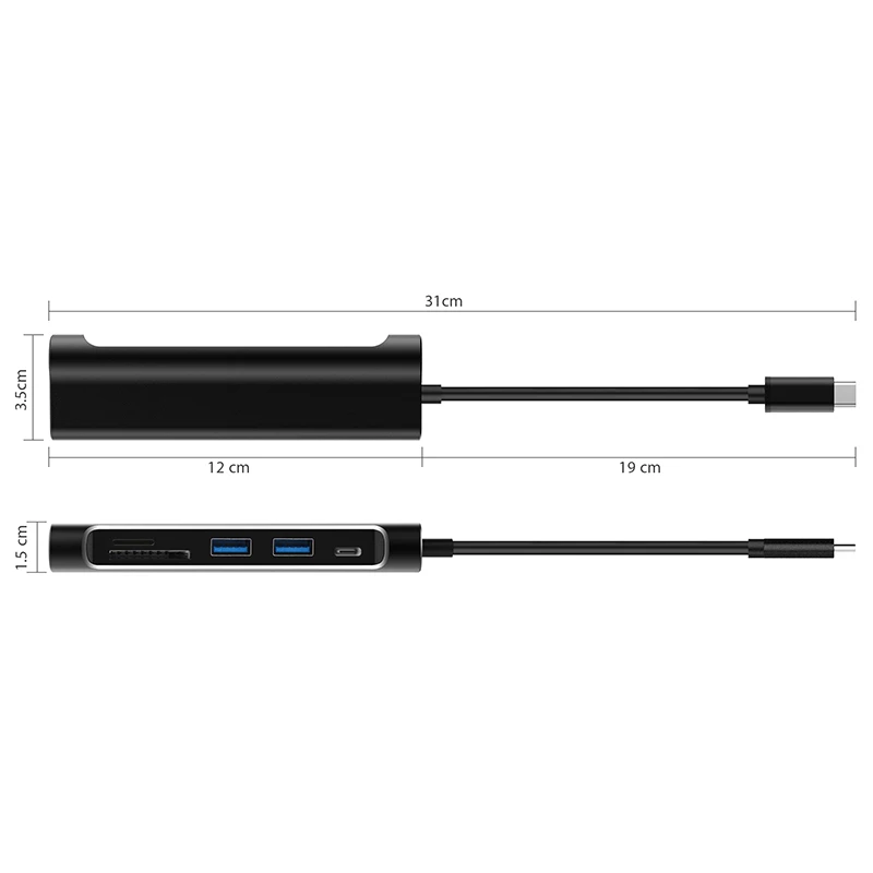 Amkle USB c концентратор usb 3.1 к HDMI SD/TF Card Reader Тип зарядки Порты и разъёмы 2 3.0 хаб адаптер