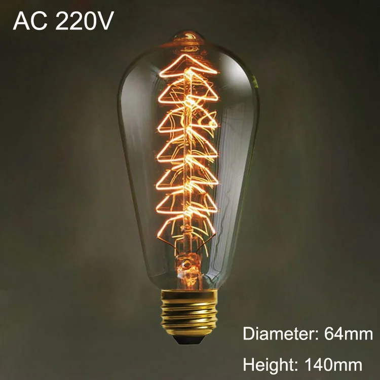 ST64 Xmas Винтаж Эдисон лампы AC 220V E27 накаливания Ретро светильник лампы для Гостиная Спальня столовая домашний декор - Цвет: ST64 Xmas