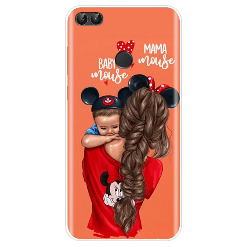 Мягкий силиконовый чехол для телефона Huawei P9 P10 P20 PLUS P30 PRO P8 lite P smart Brown Hair Baby Mom Girl Queen
