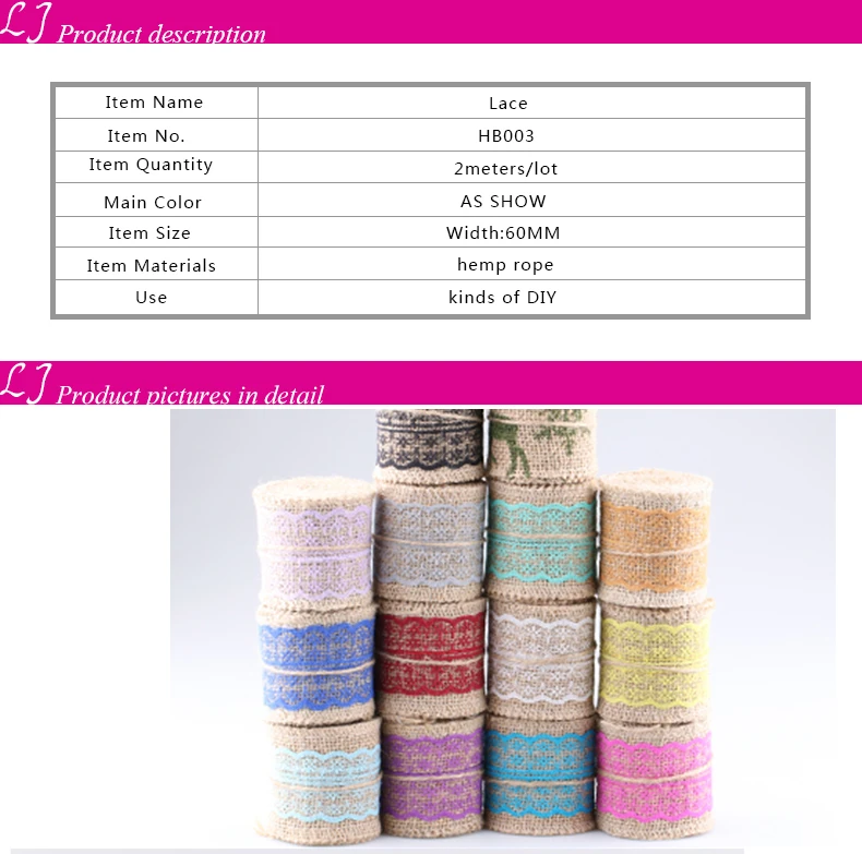 Новинка 6 см 2 м джут, джутовая ткань, мешочная ткань лента кружева многоцветные планки украшение для подарков упаковочные Ленточные пеньки для дома ручной работы DIY