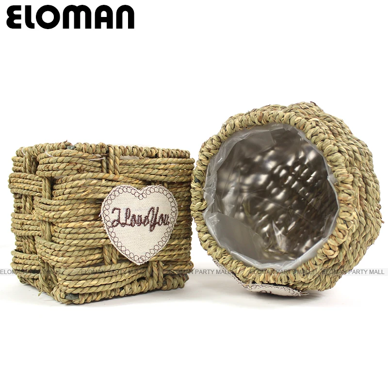 Цветочная корзина для девочек для свадьбы ELOMAN плетеная мини-корзина ручной работы натуральный Свадебный Лепесток Конфетти украшение дома и сада