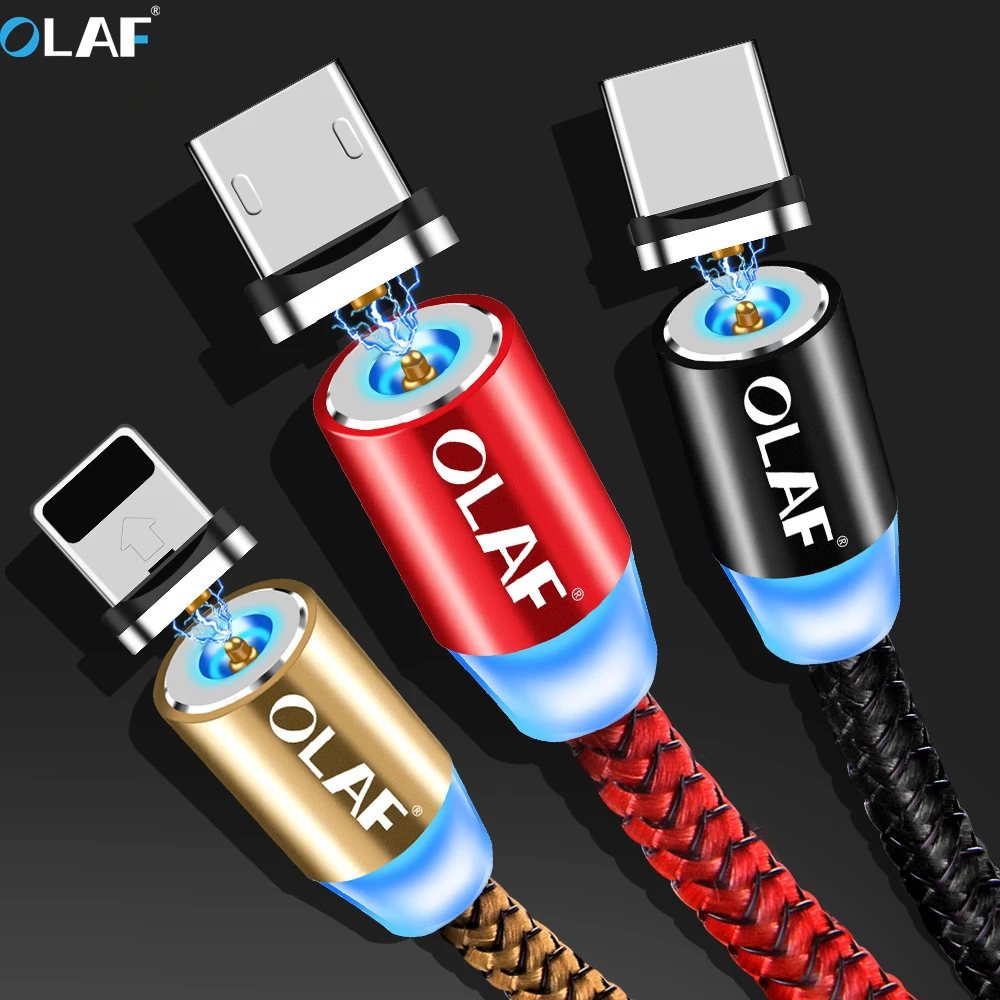 Магнитный кабель Olaf Micro USB провод для быстрой зарядки iphone XS Max 8 7 Plus samsung Phone usb type C