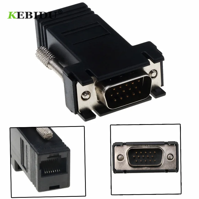 Kebidu штекер к локальной сети CAT5 CAT6 RJ45 сетевой Ethernet Кабель Женский адаптер К VGA