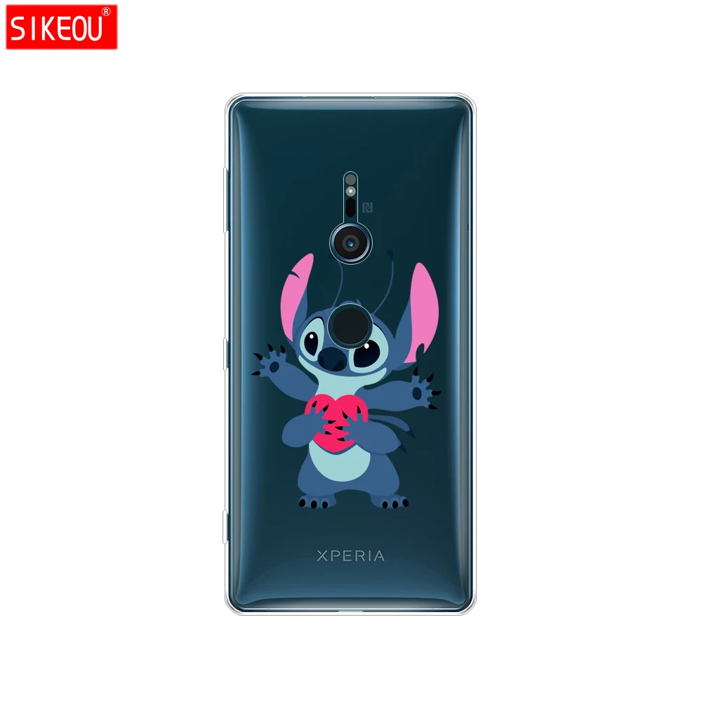 silicone Cover phone Case for sony xperia XA1 XA2 ULTRA PLUS L1 L2 XZ1 XZ2 compact XZ PREMIUM hollow out cartoon Lilo Stitch |