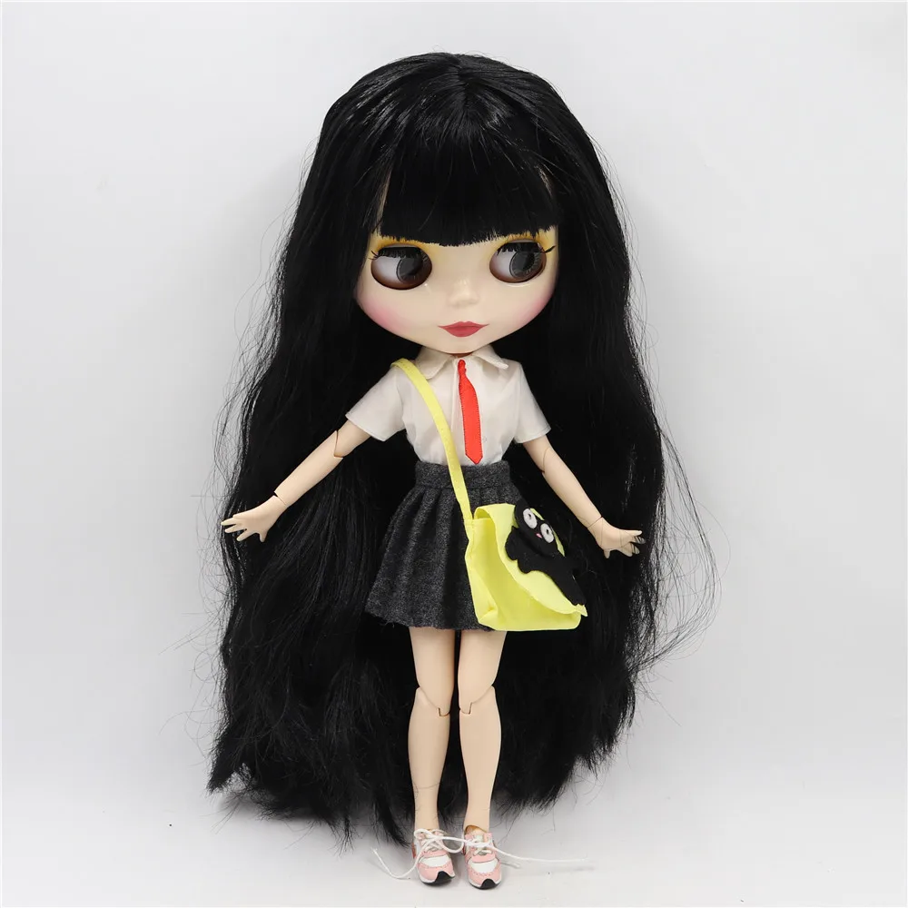 Ледяной DBS Blyth кукольные 1/6 30 см bjd шарнирное тело из белой кожи черные прямые