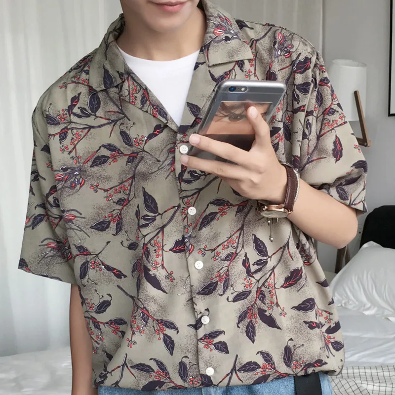 Новинка лета 2018 Мужская рубашка с коротким рукавом индивидуальным принтом