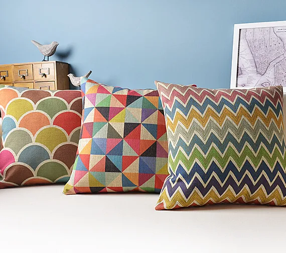 Льняная хлопковая Подушка с зигзагом Pop Chevron геометрическим рисунком для