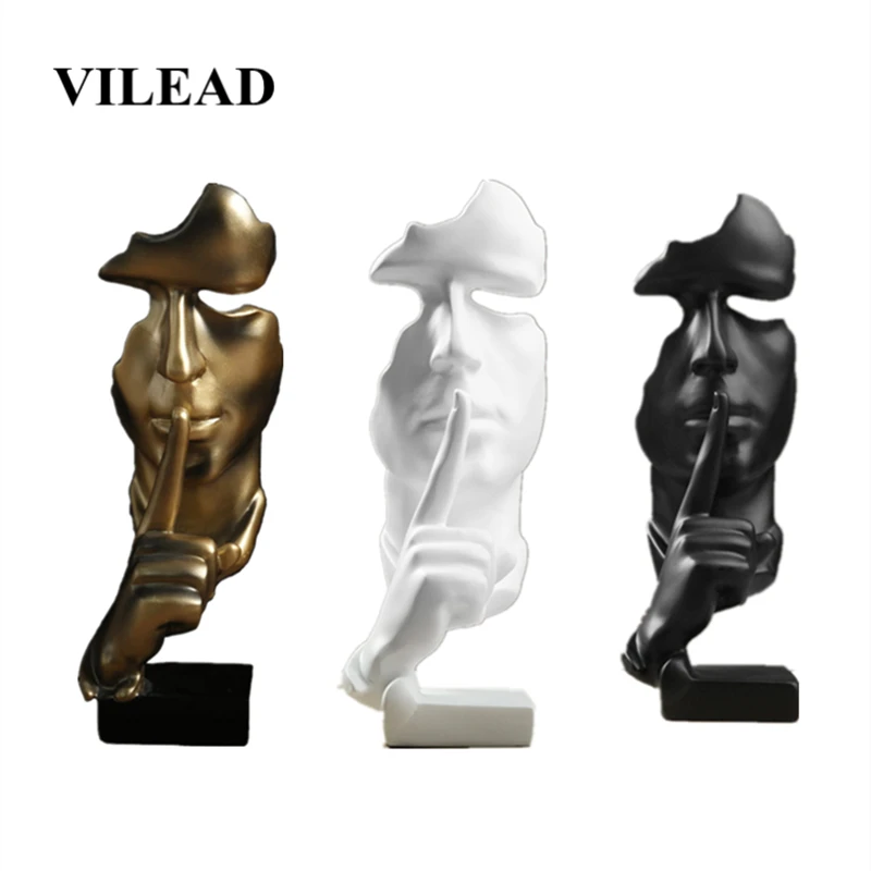 VILEAD 28,5 см Смола тишина Золотая Статуэтка фигурки для гостиной офисная креативная статуя ремесла украшения дома аксессуары