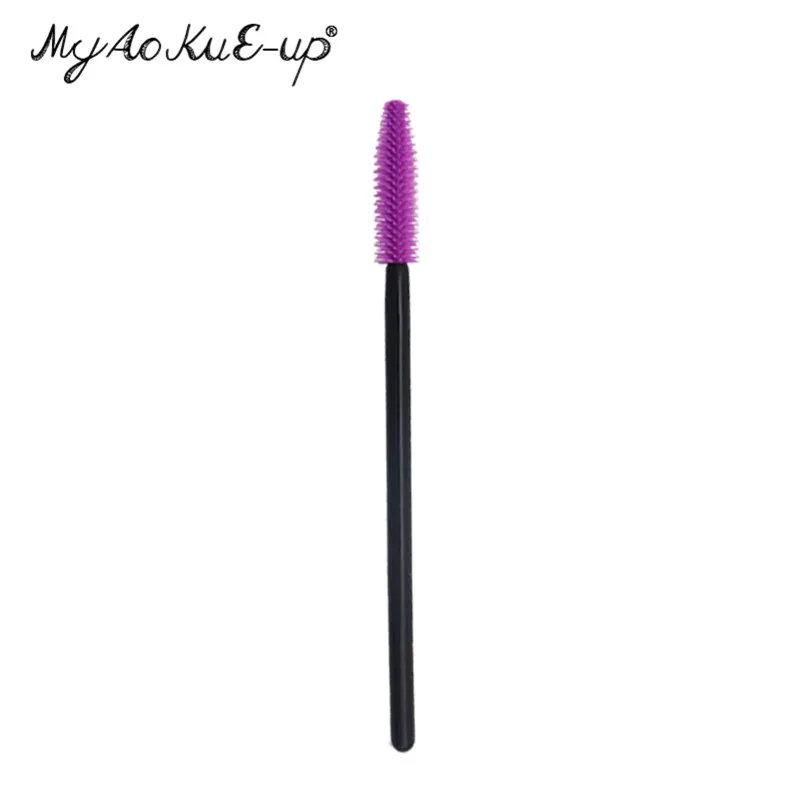 black purple red 50 шт. кисти для макияжа ресниц для наращивания ресниц тушь аппликатор палочки силиконовая одноразовая кисть для ресниц кисти для макияжа - Handle Color: black purple red