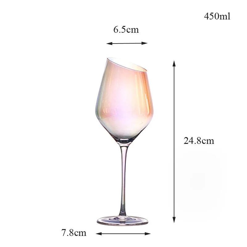 1pcs 450ml Европейский Радужный хрустальный стеклянный Кубок, Кубок для шампанского, бокал для коктейлей, бокал для вина, es, Свадебный домашний бар, отель, питьевая посуда - Цвет: 1pcs 450ml
