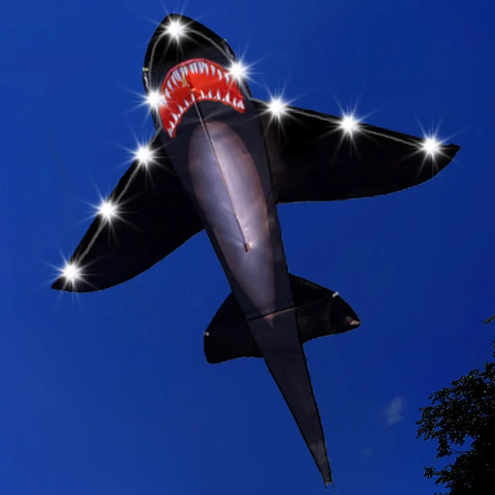 Воздушный змей Black LED Shark Однолинейный фосфоресцирующий воздушный летающий для