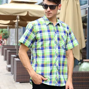 Рубашка мужская приталенная с коротким рукавом, деловая повседневная с плифами, сорочка в повседневном стиле, на лето