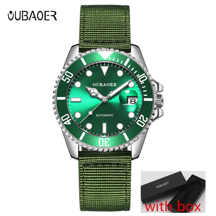 OUBAOER новые модные спортивные механические часы, роскошные часы мужские s часы лучший бренд Montre Homme Часы Мужские автоматические часы - Цвет: silver black box 026
