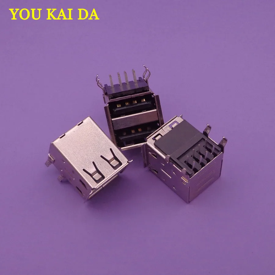 5-200 шт./лот двойной USB 2 0 Тип A гнездо 4 Угловые булавки разъем 90 градусов jack