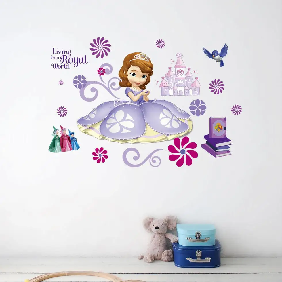 Новая детская спальня 3D Принцесса София наклейки на стену съемный мультфильм DIY