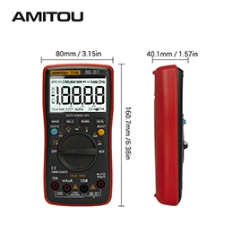 AMITOU T106 Профессиональный антисжигающий Цифровой мультиметр Бесконтактный AC/DC Амперметр Вольтметр Авто мультиметровый Сопротивление Емкость цифровой мультиметры mastech - Цвет: Красный