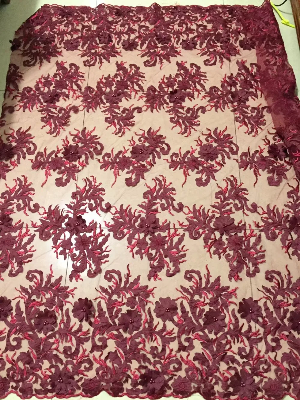 

lace fabric with sequins 3d flower fabric high quality latest nigerian laces 2018 french net lace CDZ724-12