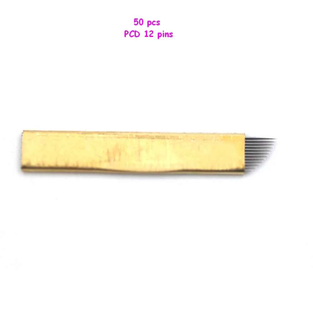 

50PCS PCD 12 Pin Permanent Makeup Eyebrow Tatoo Blade Microblading Needles For 3D Embroidery Manual Tattoo Pen Machine