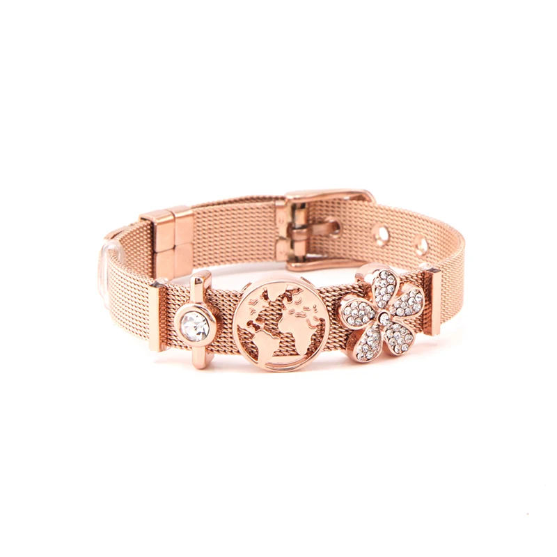 Somsoar ювелирные изделия розовое золото SOULMA WORLD Charm bracelets Set TRAVEL EXPLORE ore LIVE Mesh set with Map