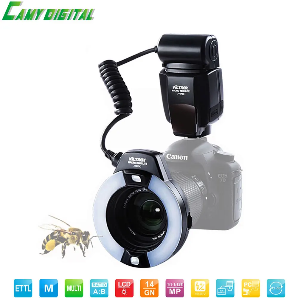 Viltrox jy 670c макро круговое кольцо свет вспышки Speedlite E TTL gn14 с ЖК дисплей + переходное