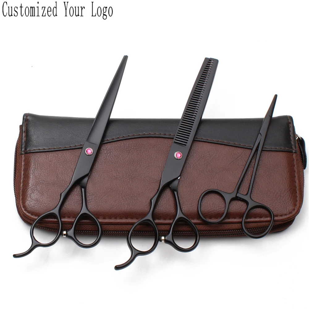 Ножницы Прямые Черные для филировки 7 дюймов 440с|Парикмахерские ножницы| |