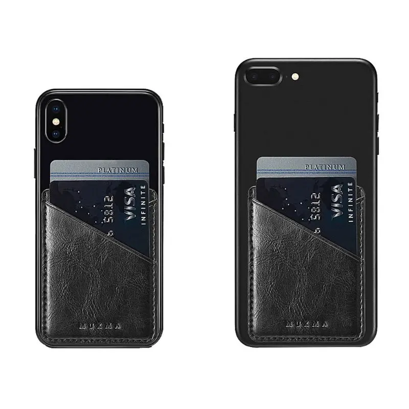 Hot New Women Men Ultra Slim Leather Mobile Phone ID Card Holder Wallet Credit Pocket Adhesive Sticker New 5 Colors