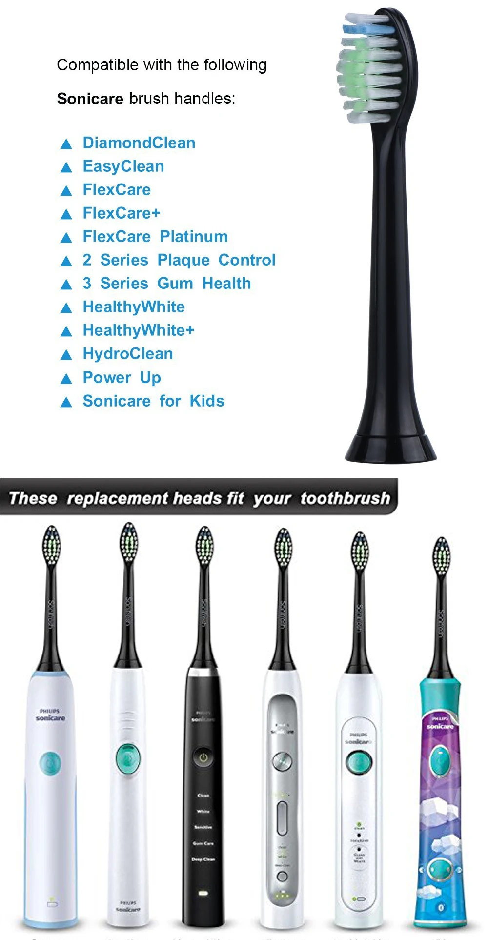 4 шт. sonicare Съемные насадки для зубной щетки для Philips электрическая зубная щетка sonicare HX6064 черная Алмазная Чистящая эссенция