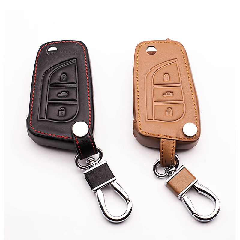 

for Toyota Camry Prado Highlander Corolla REIZ Crown RAV4 Leather Car Key Cover FOB Cover Protective Bracket Car wallet shell