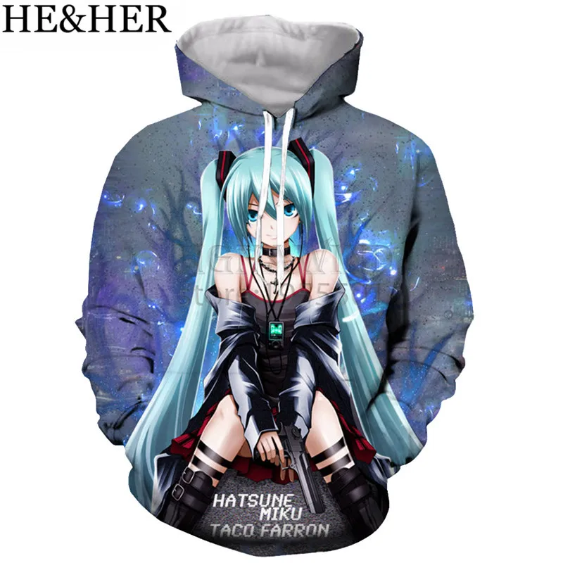 Новое Поступление Популярные Аниме vocaloid kawaii толстовки мужские и женские с 3D