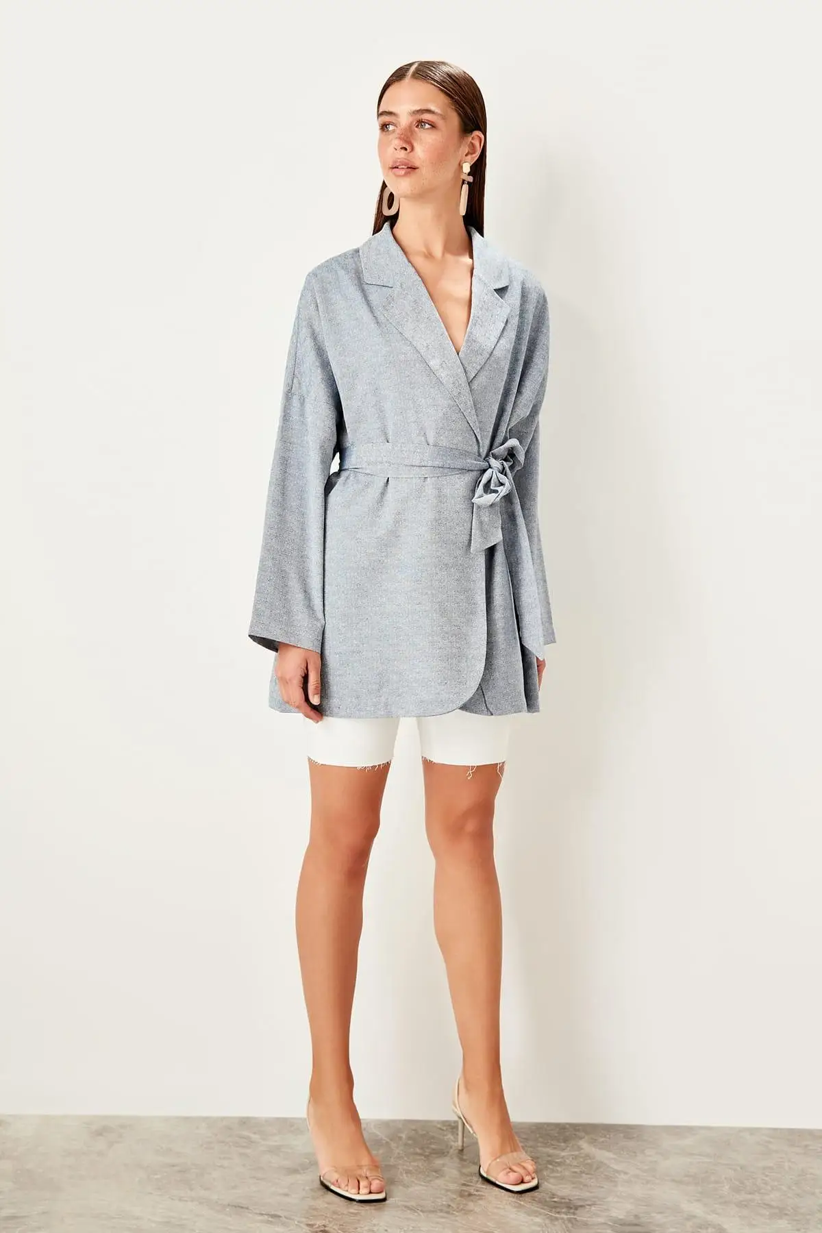Trendyol Индиго шнуровка detayli Ceket TWOSS19XM0171|Женские куртки| |