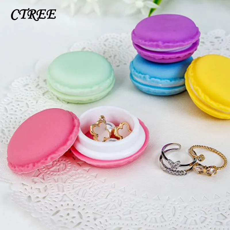 

CTREE 2Pcs Portables Cute Macaron Storage Boxs Necklace Earrings Jewelry Storage Box Travel Drug Headset Small Storage Box C729