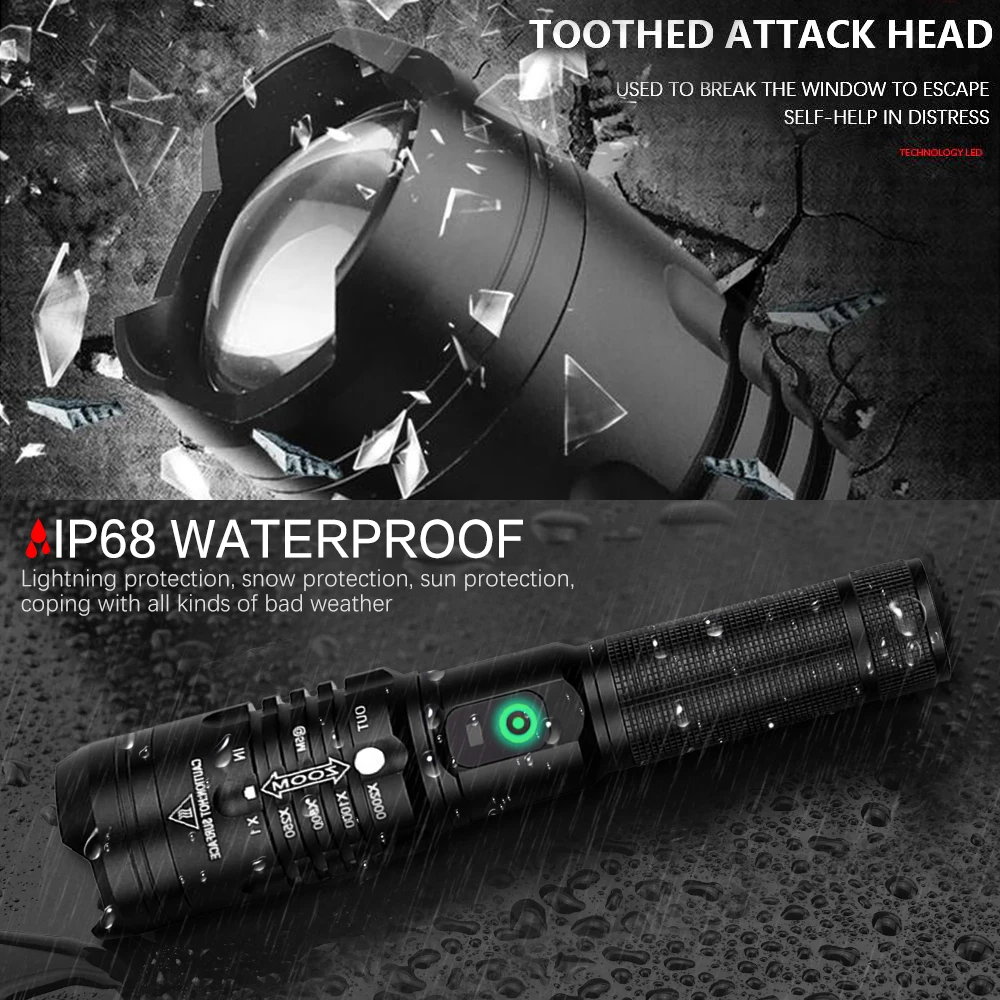 POCKETMAN яркая вспышка светильник xhp50.2 самая мощная 18650 usb фонарь xhp50 охотничья лампа
