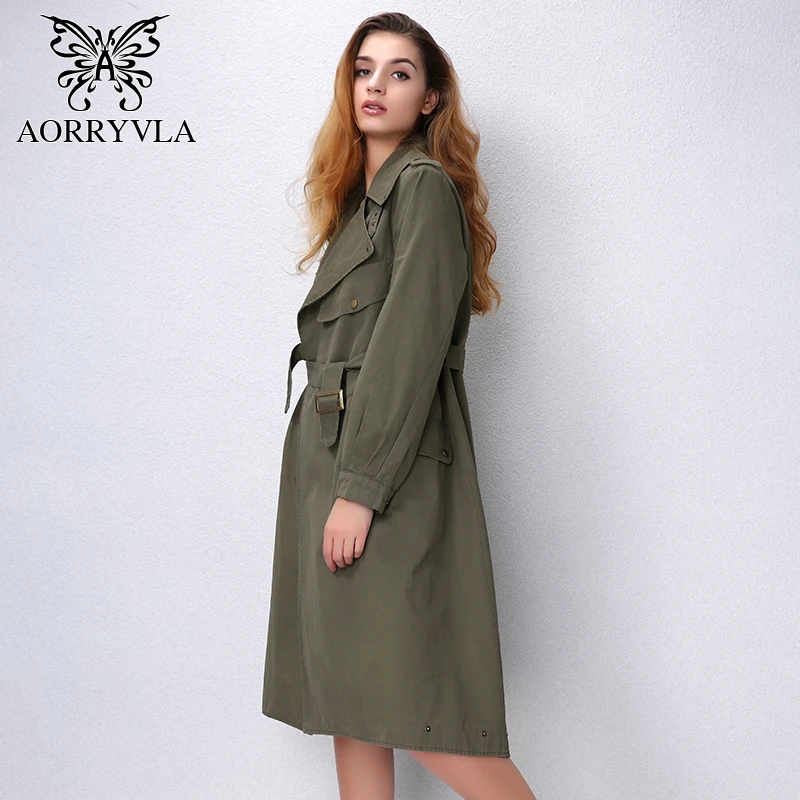 AORRYVLA новые женские повседневные плащ на осень 2017 хлопок Винтаж длинная свободная
