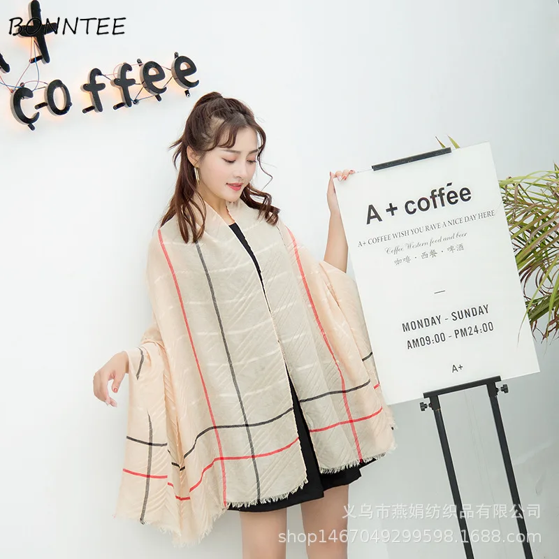 

Scarves Women Simple Retro Plaid Elegant Scarf Long Soft Trendy Student Shawl Daily Korean Womens Scarfs Cute All-match Wraps