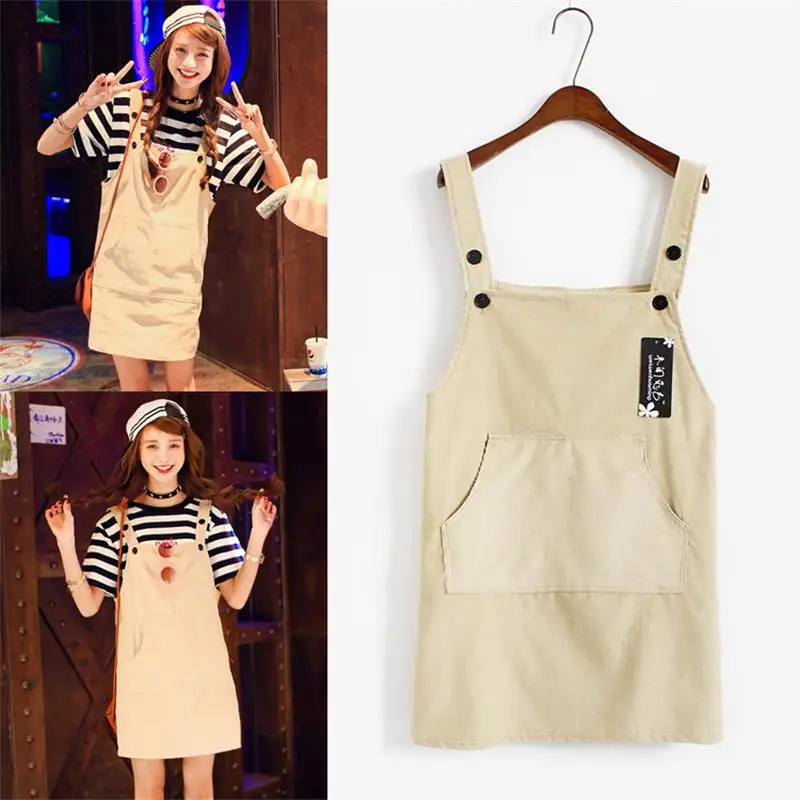 2020 женское японское платье в стиле Харадзюку с большим карманом и вельветовыми