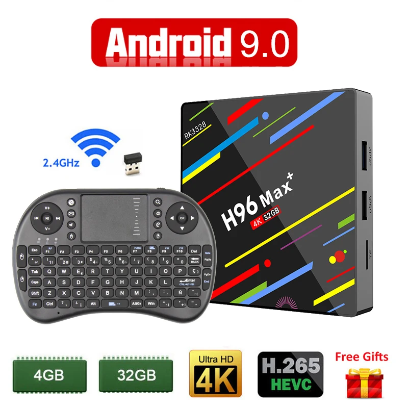 2019 Смарт ТВ приставка Android 9 0 4 Гб 32 Rockchip RK3328 1080P H.265 4K Netflix Youtube WiFi H96 MAX Plus