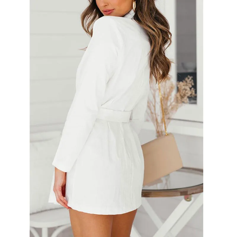 Evasu Lou 2018 New Spring Autumn Women White Double Breasted Long-sleeve Waist Tie Trench Coat Female Casual Thin Coats EV033 |