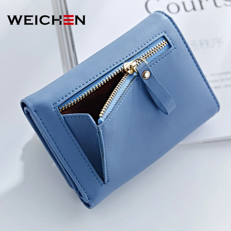 WEICHEN Thirfolds для женщин кошелек из мягкой кожи дамы тонкая кредитница цвет красного