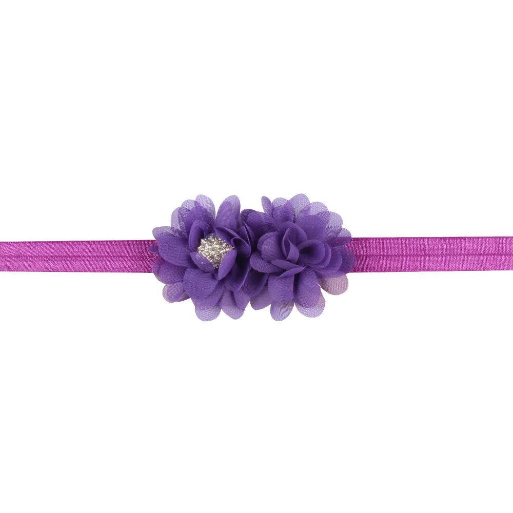 

1pcs 2018 Girls Boys Rhinestone Floral Hair Band Double Chiffon Flower Head Wrap Turban Headband For Kids Party Hair Accessories