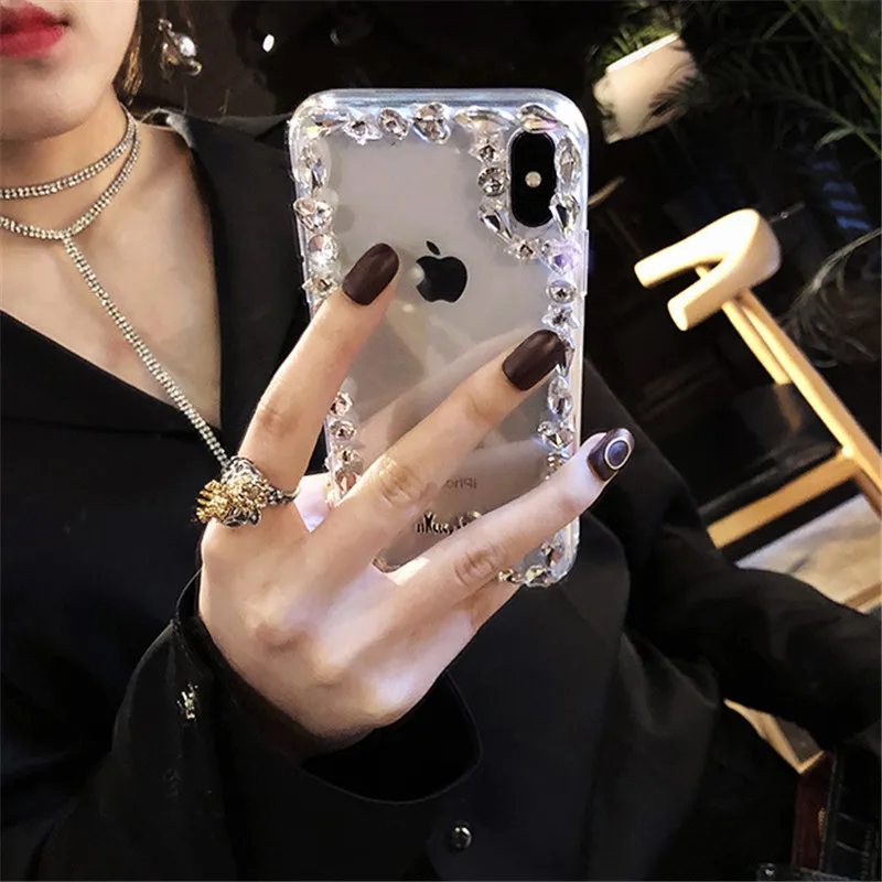 XINGDUO Блестящий Прозрачный чехол со стразами и для iphone X 8 8Plus 7 7Plus 6S Plus 5S SE модная